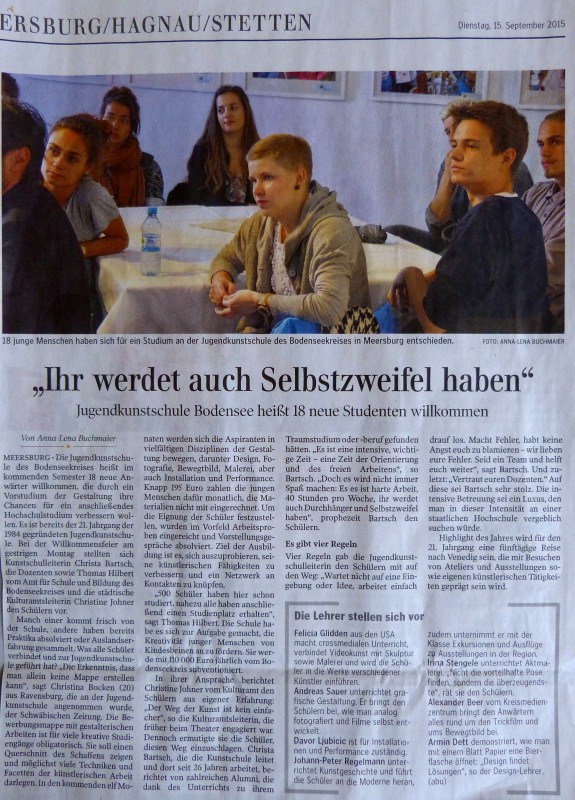 Unsere neuen Studenten des Vorstudiums Gestaltung sind da!!! Herzlich willkommen!!!